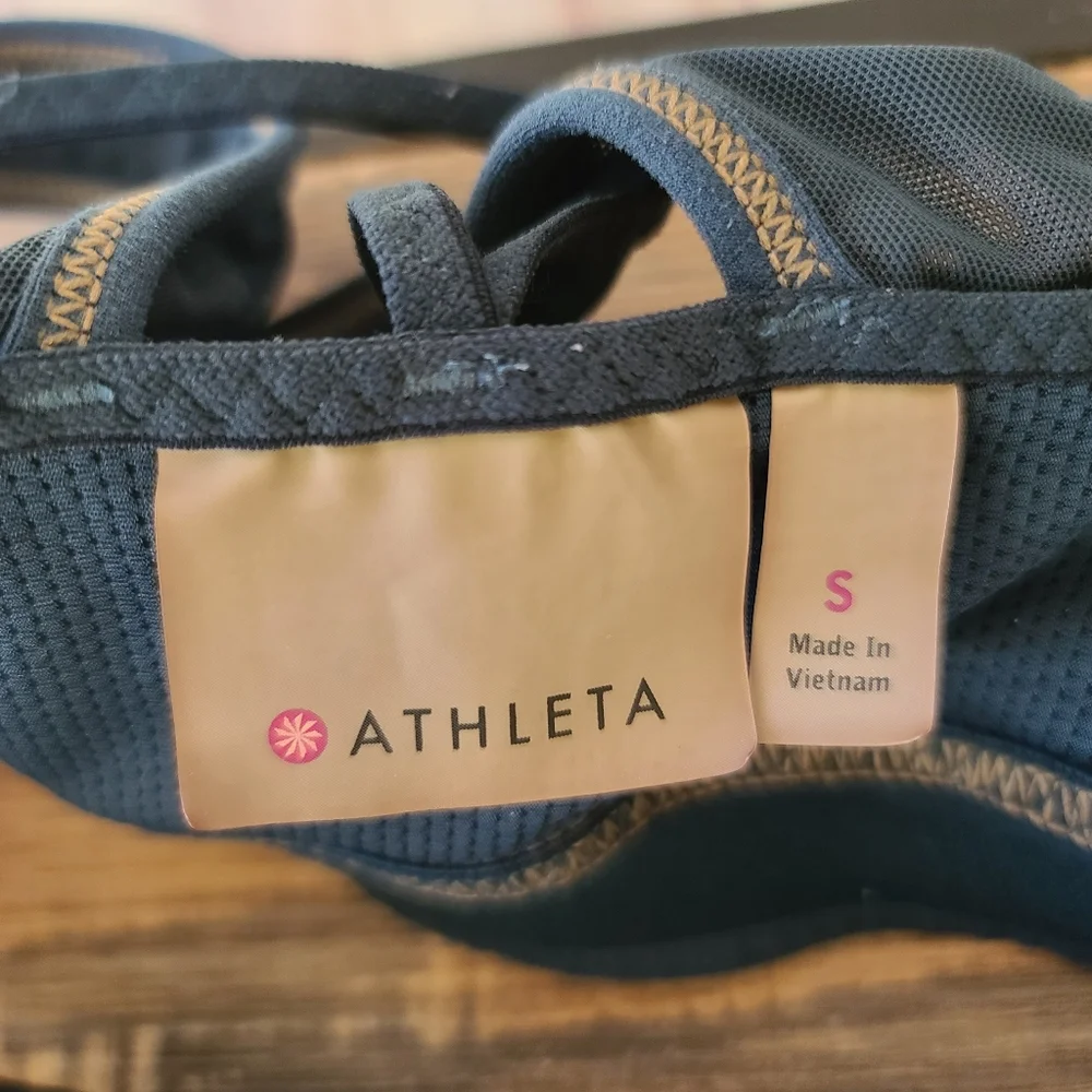 Athleta Transendence Powervita Teal Strappy Cross Back Sports Bra Small